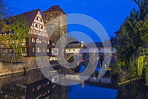 Weinstadel House and Pegnitz River in Nuremberg