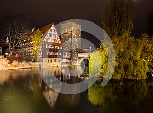 Weinstadel at night in Nuremberg