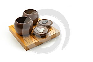 Weiqi broad game, baduk, igo - play with black and white stone-clipping path