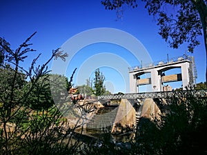 A Weir forming the Torrens Lake near at Adelaide, South Australia.