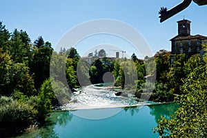 Weir in Natisone river in Cividale del Friuli in Udine in Italy in Autumn photo