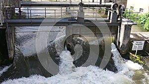 Weir, Regnitz river in Bamberg, Germany