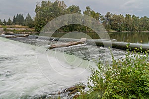 Weir on river Lech near Augsburg, Germa