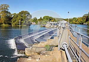 Weir and sluice gate on the River Thames photo