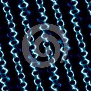 Weird abstract chains background black. Blue shiny color. Modern graphic elements. Page decoration. Creative reflection texture.