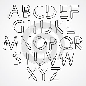 Weird constructor font, vector alphabet letters.
