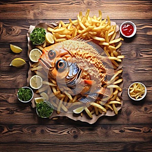 Weird fish on dinning table, generative ai