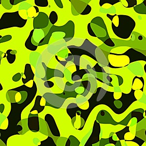 Weird Green Shapes. Abstract Chaotic Background. Oil Paint Grunge. Digital Art Illustration. Psychedelic Painting. Graphic.