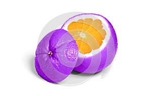 Weird looking cut of purple orange fruit