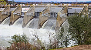 Weirs Releasing Water In Local River To Prevent Flooding photo