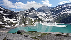 Weissee Glacier lake in National Park Hohe Tauern Austria