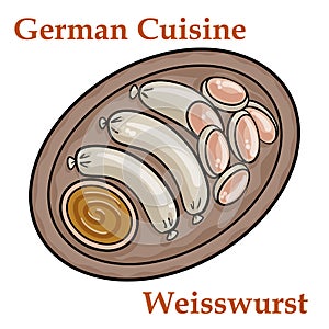 Weisswurst, white sausage of minced veal and pork