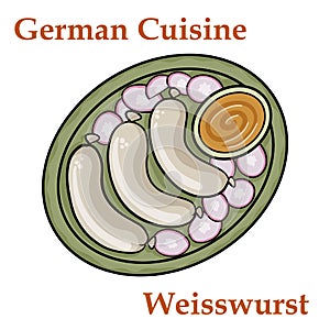 Weisswurst, white sausage of minced veal and pork