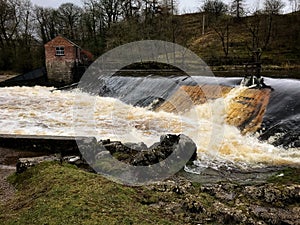 The weit at Linton Falls in full flood