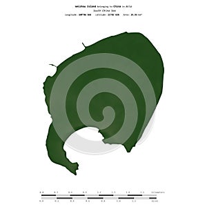 Weizhou Island. China. Shape on white. Physical photo