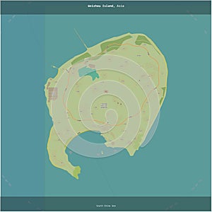 Weizhou Island, China, cropped to square. Topo Humanitarian photo