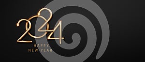 Welcome 2024 in elegant style elegant gold and black New Year design. Perfect for cards, invitations, and festive