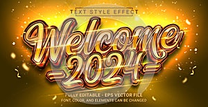 Welcome 2024 Text Style Effect. Editable Graphic Text Template