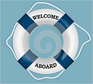 `Welcome Aboard` lifebuoy. Vector Illustration