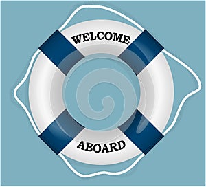 `Welcome Aboard` lifebuoy. Vector Illustration photo