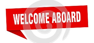 welcome aboard speech bubble.