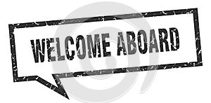 welcome aboard speech bubble.