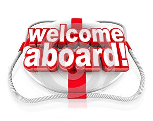 Welcome Aboard Words Life Preserver Greeting