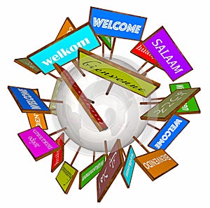 Welcome Around World Different Languages Cultures Signs photo
