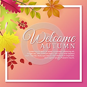 Welcome Autumn with Autumn Leaves Template Design