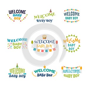 Welcome baby boy. Baby boy arrival postcards. Baby shower card d