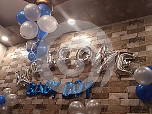 Welcome Baby boy celebrations decoration with balloons