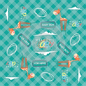 WELCOME BABY BOY SEAMLESS PATTERN