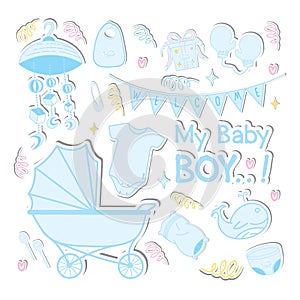 Welcome Baby Boy Stuff Sticker Collection