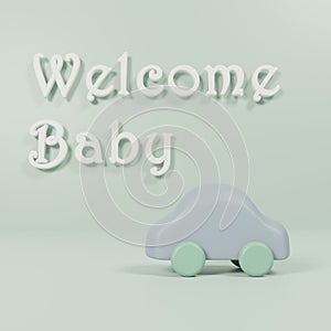 Welcome baby car 3D render