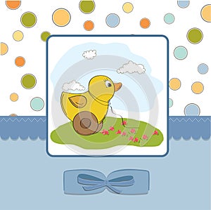 Welcome baby card with duck