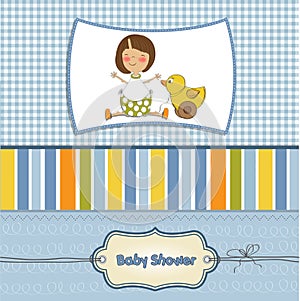 Welcome baby card with girl