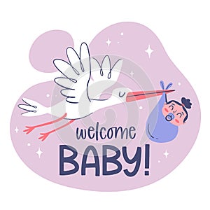 Welcome baby vector card template