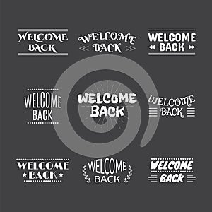 Welcome back collection. Set of 9 labels, emblems, stickers or b