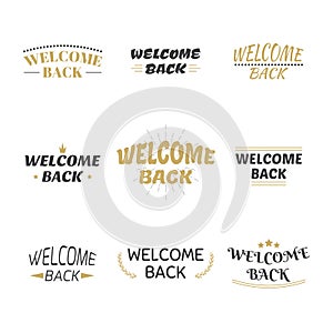 Welcome back design collection. Set of labels, emblems, stickers