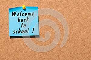 Welcome back to school background, sticker on notice board