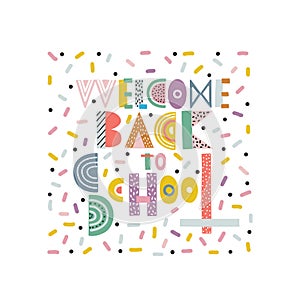 Welcome back to school cartoon handdrawn lettering