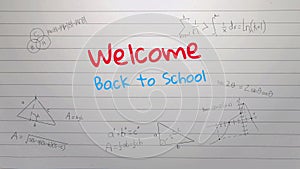 Welcome back to school handwritten on lined background