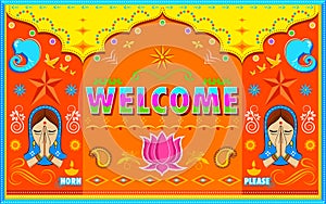 Welcome Background in Indian Truck paint style