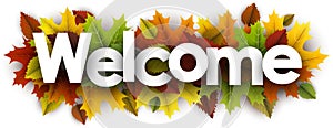 Welcome banner with colorful leaves.