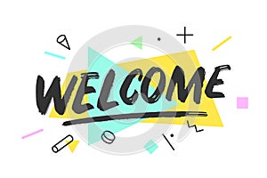 Welcome. Banner, speech bubble