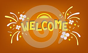 Welcome banner, typography poster in Hawaii style