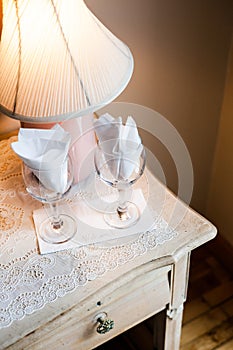 Welcome Card on a Bedside Table