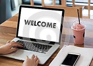 WELCOME Concept Communication Business open welcome to the team