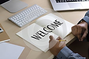 WELCOME Concept Communication Business open welcome to the team