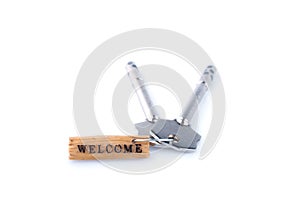 Welcome concept with key and label.